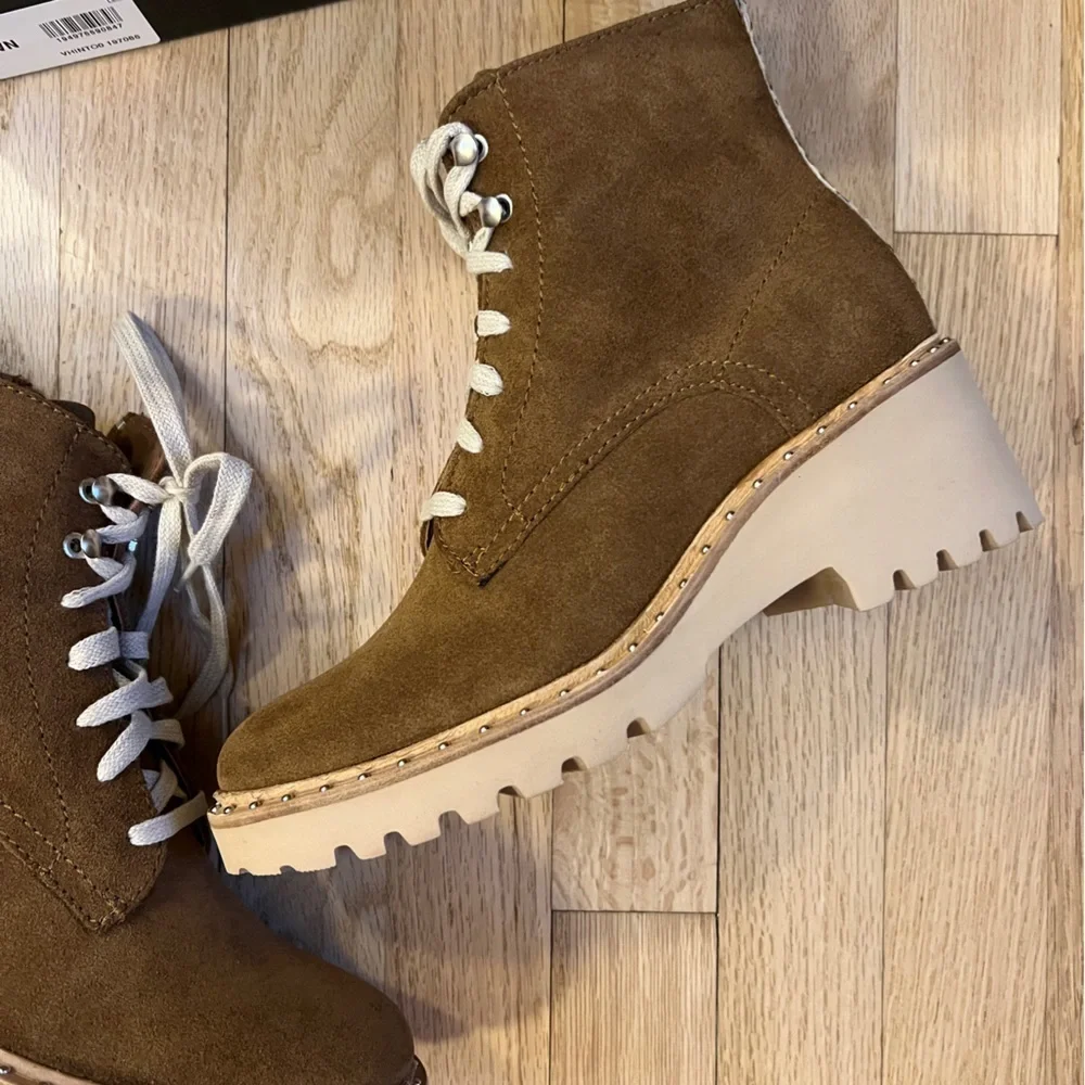 Dolce Vita‎ Womens Brown Hinto Lace Up Ankle Boots Suede 8.5 New in Box